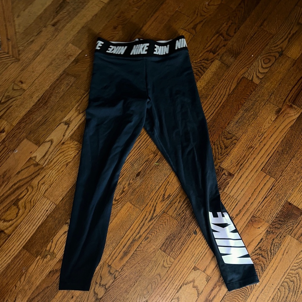 Nike blue/ Black Leggings with White Logo and Nike waistband